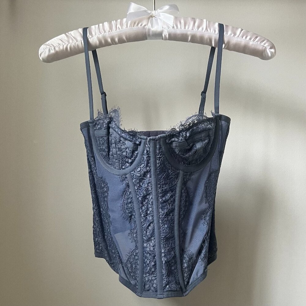 Urban Outfitters Women's Dusty Blue Corset Top